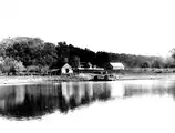 On back of photo "My grandfather owned it (Andrew Wilson).  Ferry was pulled by horses.  Mom (Lucy Shannon Whitten Walters)"