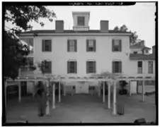 East elevation and patio