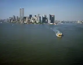 The Twin Towers seen from across the Hudson River, 2001