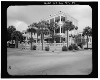 Black and white image of grand home