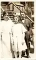 Black and white photo of Violet Archer age 11 with her parents