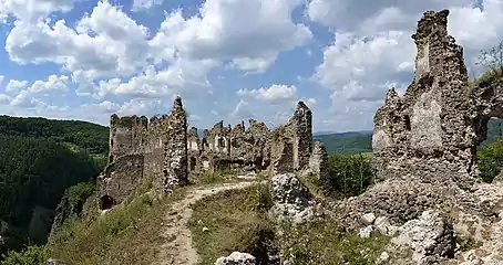 Šášovské castle (Slovakia) was built in the 13th century and is now a ruin.