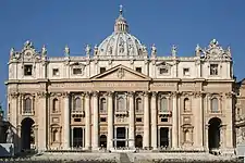 Façade of the St. Peter's Basilica in Vatican City.