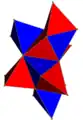 The 16-cell has two Wythoff constructions, a regular form and alternated form, shown here as nets, the second being represented by alternately two colors of tetrahedral cells.