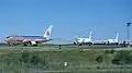 Airplanes taxiing to the runway