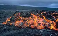 A stream of lava on Kīlauea on Hawaii