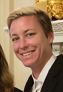 Wambach warming up for an international friendly match against Canada, September 2011