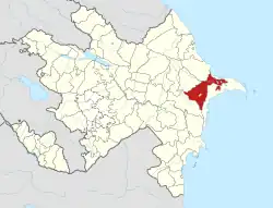 Map of Azerbaijan showing Absheron Rayon