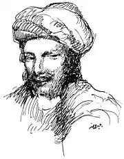 Abu Nuwas, as drawn by Khalil Gibran in 1916.