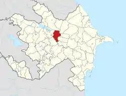 Map of Azerbaijan showing Agdash District