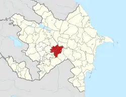 Map of Azerbaijan showing Aghjabadi District