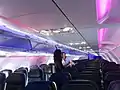 The cabin of a Virgin America Airbus A320.