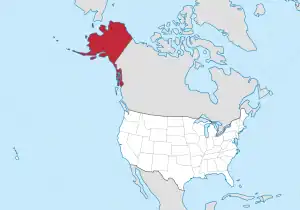 Map of the United States with Alaska highlighted