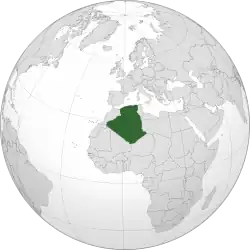 Location of  Algeria  (dark green)