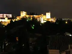 Alhambra illuminated at night