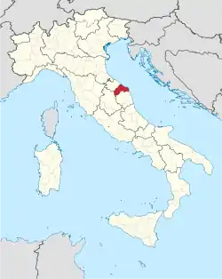 Map with the province of Ancona in Italy