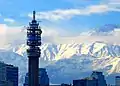 Entel Tower with the Andes behind