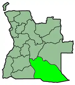 Map of Angola with the province highlighted