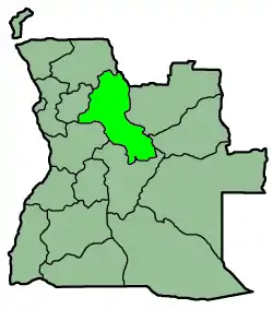 Map of Angola with the province highlighted