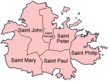 map of parishes of Antigua