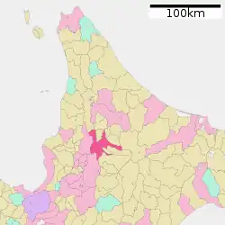 Location of Asahikawa in Kamikawa Subprefecture, Hokkaido