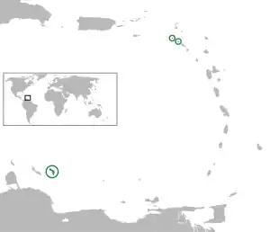 Location of the  Caribbean municipalities  (green)