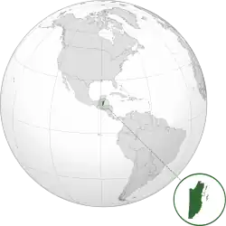 Location of  Belize  (dark green)in the Americas