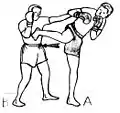 Back kick spinning in blow of counterattack