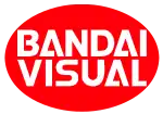 The words "BANDAI VISUAL" in white letters against a red ellipse.