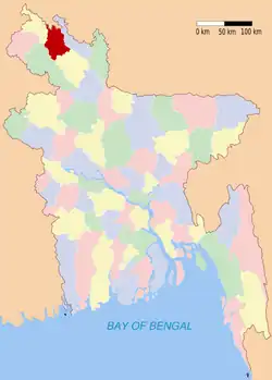 Location of Nilphamari in Bangladesh