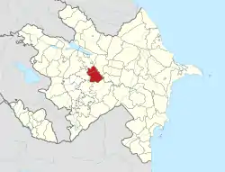 Map of Azerbaijan showing Barda Raion