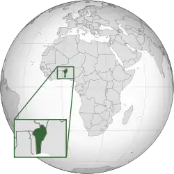 Location of  Benin  (dark green)