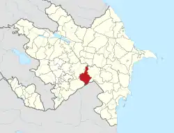 Map of Azerbaijan showing Beylagan Raion