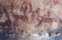 A rock drawing in Bhimbetka, India