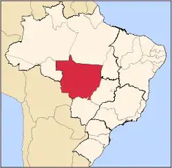 Location of State of Mato Grosso in Brazil