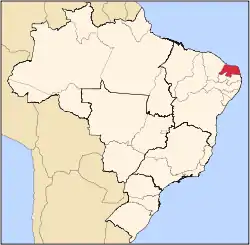 Location of State of Rio Grande do Norte in Brazil