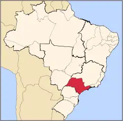 Location of State of São Paulo in Brazil