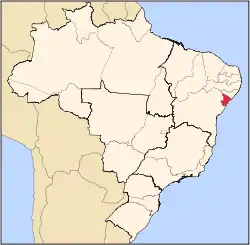 Location of State of Sergipe in Brazil