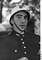 French policeman wearing helmet.