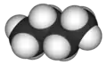 Space-filling model of the butane molecule