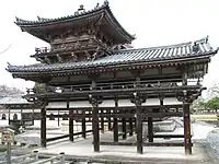 South wing of the Phoenix Hall in the Byodo-In temple in Uji