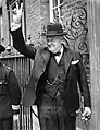 Winston Churchill showing the V sign.