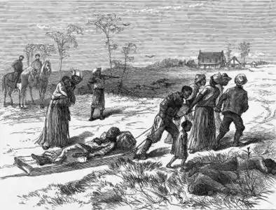 White militia members killed 62–153 blacks in the Colfax massacre in Louisiana (1873)