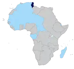 Tunisia (dark blue) French possessions in Africa (light blue) 1913