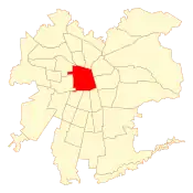 Location of Santiago commune in Greater Santiago