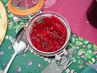 A jar of cranberry sauce