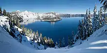 Winter panorama of Crater Lake from Rim Village