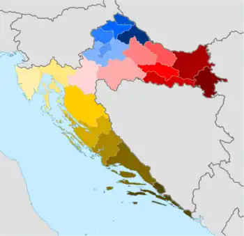 Map of moderncounties of Croatia