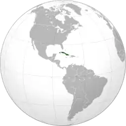 Cuba highlighted on the Globe