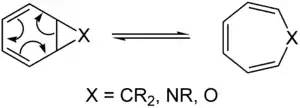 Example of a pericyclic reaction the  Cyclohexatriene norcaradiene rearrangement